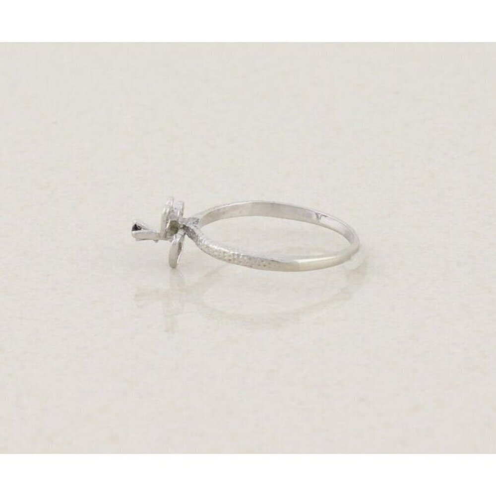 14k White Gold Heart Ring Blue Cubic Zirconia High Setting Size 6 1/4 - Picture 5 of 8